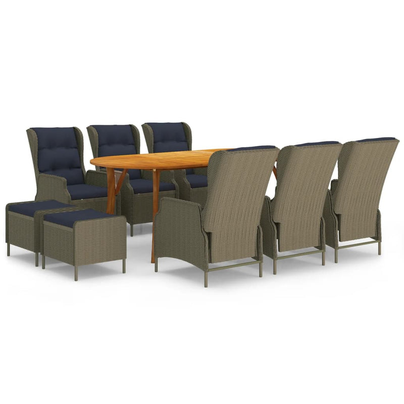 Dealsmate  9 Piece Garden Dining Set Brown