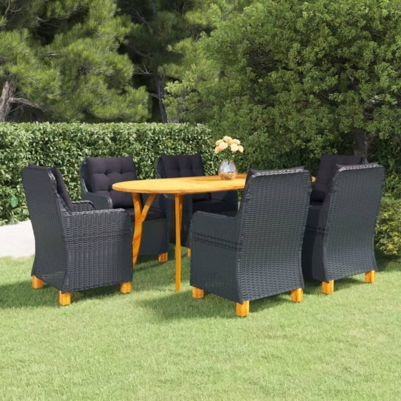 Dealsmate  7 Piece Garden Dining Set Dark Grey