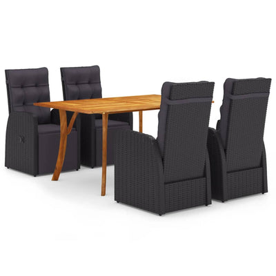 Dealsmate  5 Piece Garden Dining Set Black