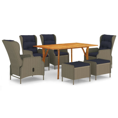 Dealsmate  7 Piece Garden Dining Set Brown