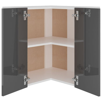 Dealsmate  Hanging Corner Cabinet High Gloss Grey 57x57x60 cm Engineered Wood
