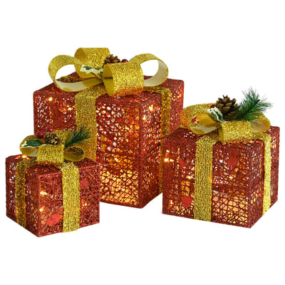 Dealsmate  Decorative Christmas Gift Boxes 3 pcs Red Outdoor Indoor