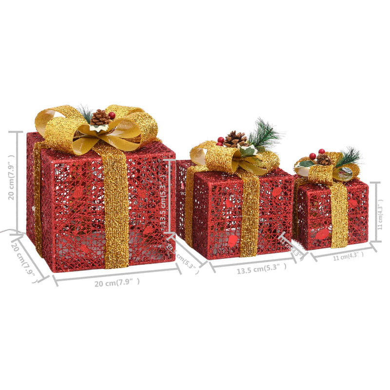 Dealsmate  Decorative Christmas Gift Boxes 3 pcs Red Outdoor Indoor