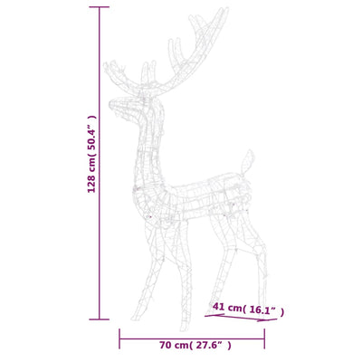 Dealsmate  Acrylic Reindeer Christmas Decoration 140 LEDs 120 cm Warm White