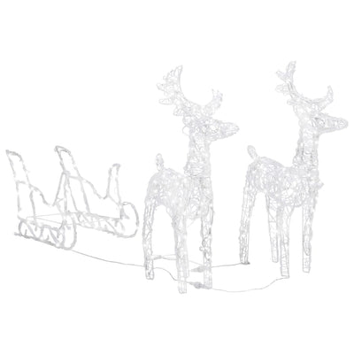 Dealsmate  Reindeers & Sleigh Christmas Decoration 160 LEDs 130 cm Acrylic