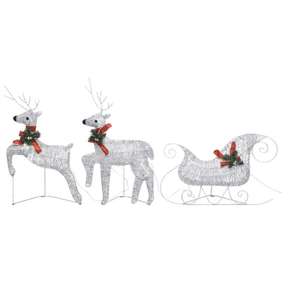 Dealsmate  Reindeer & Sleigh Christmas Decoration 60 LEDs Outdoor Silver