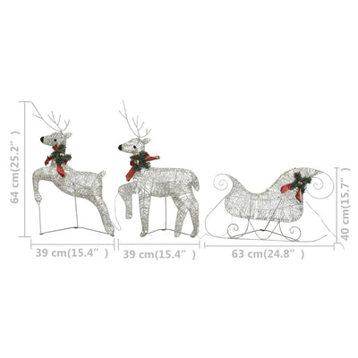 Dealsmate  Reindeer & Sleigh Christmas Decoration 60 LEDs Outdoor Silver
