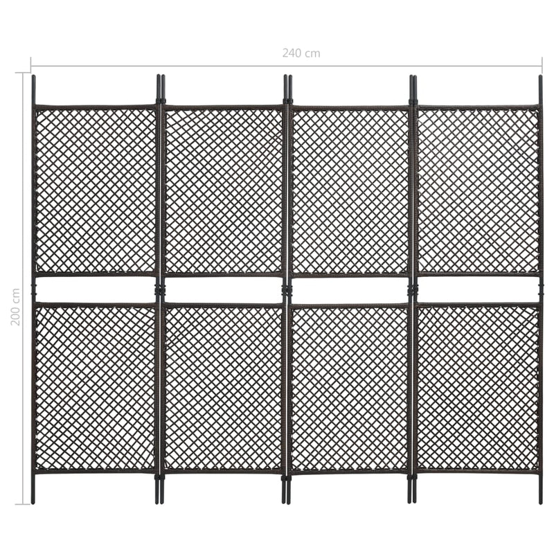 Dealsmate  Fence Panel Poly Rattan 2.4x2 m Brown