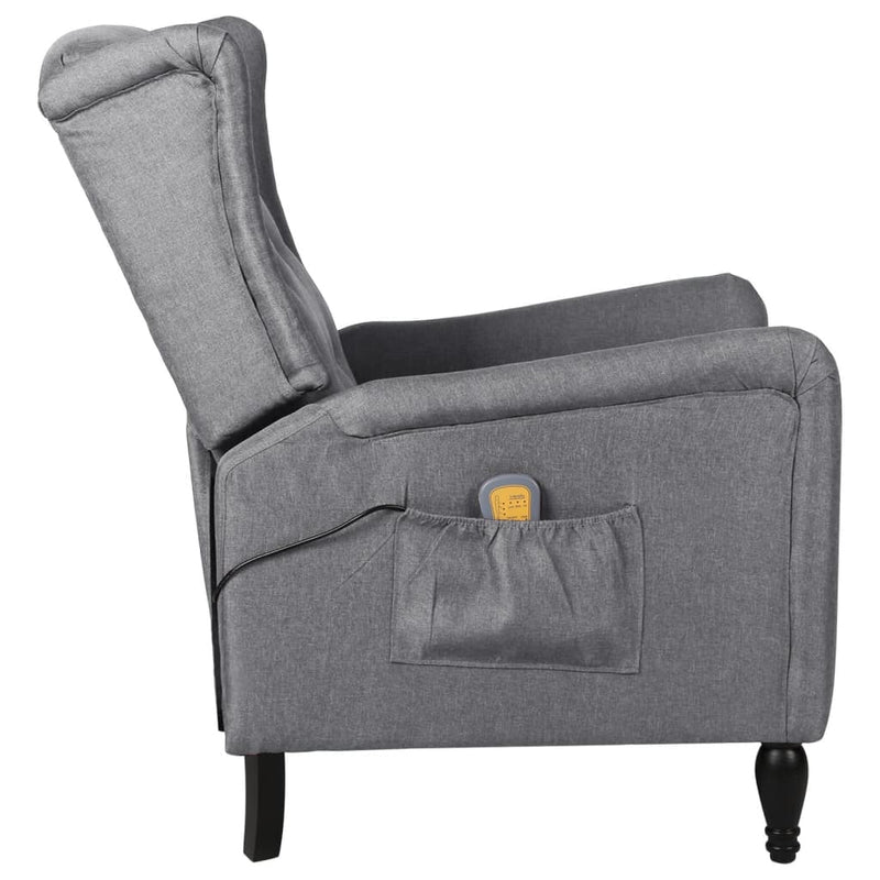 Dealsmate  Massage Reclining Chair Light Grey Fabric