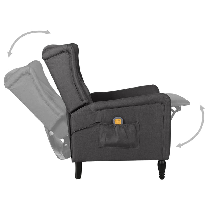 Dealsmate  Massage Reclining Chair Dark Grey Fabric