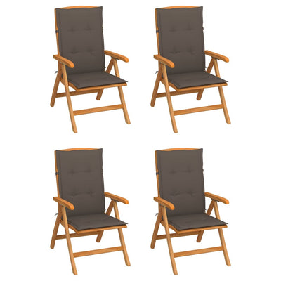 Dealsmate  Reclining Garden Chairs with Cushions 4 pcs Solid Teak Wood