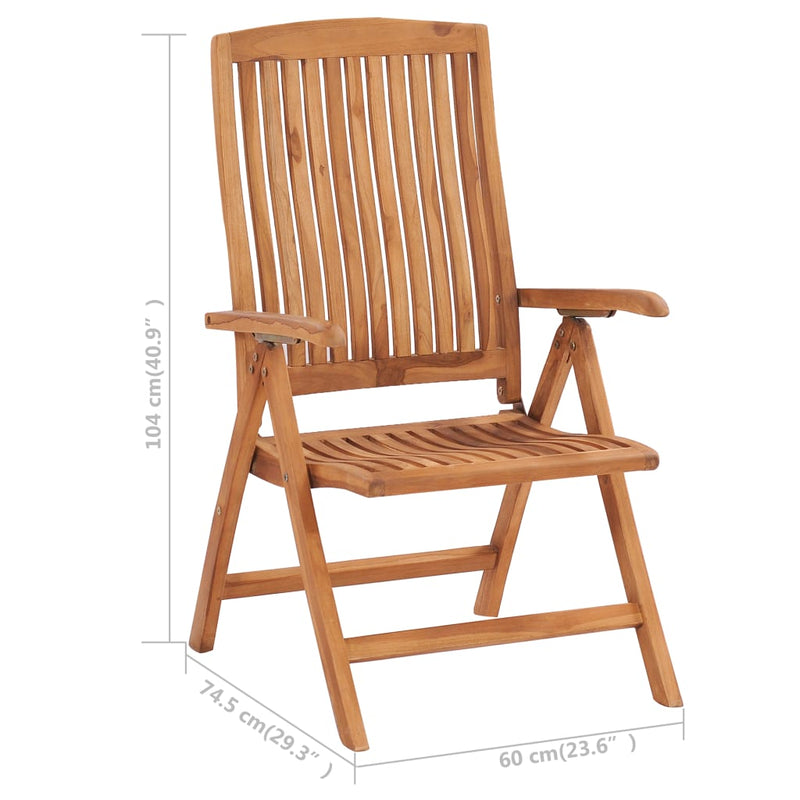 Dealsmate  Reclining Garden Chairs with Cushions 4 pcs Solid Teak Wood