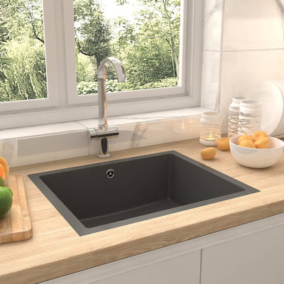 Dealsmate  Kitchen Sink with Overflow Hole Grey Granite