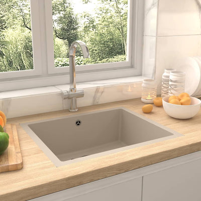 Dealsmate  Kitchen Sink with Overflow Hole Beige Granite