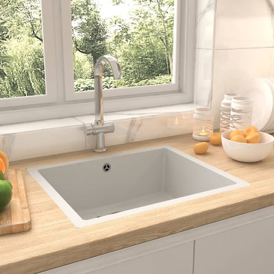 Dealsmate  Kitchen Sink with Overflow Hole White Granite