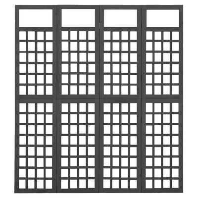 Dealsmate  4-Panel Room Divider/Trellis Solid Fir Wood Black 161x180 cm