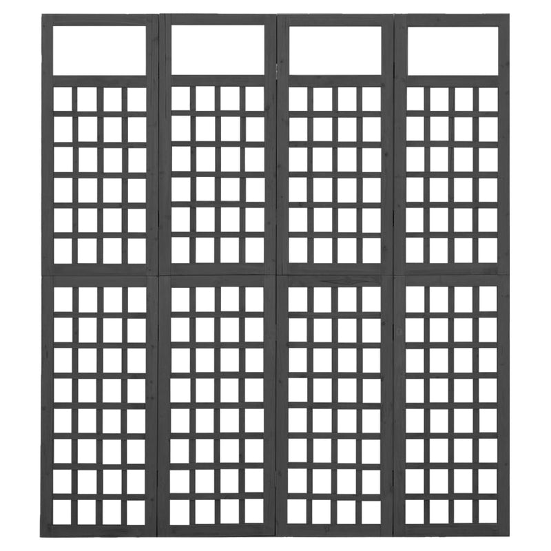 Dealsmate  4-Panel Room Divider/Trellis Solid Fir Wood Black 161x180 cm