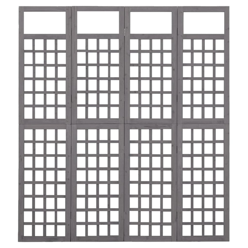 Dealsmate  4-Panel Room Divider/Trellis Solid Fir Wood Grey 161x180 cm
