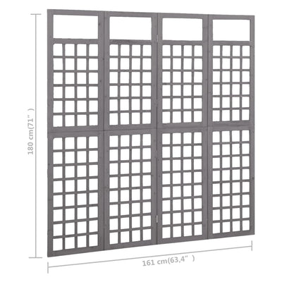 Dealsmate  4-Panel Room Divider/Trellis Solid Fir Wood Grey 161x180 cm