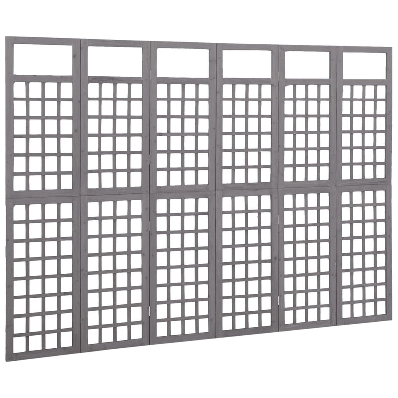 Dealsmate  6-Panel Room Divider/Trellis Solid Fir Wood Grey 242.5x180 cm