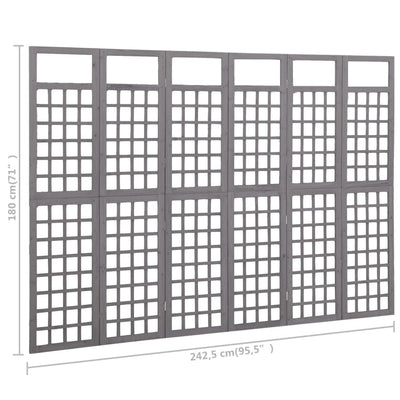 Dealsmate  6-Panel Room Divider/Trellis Solid Fir Wood Grey 242.5x180 cm