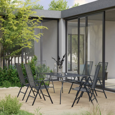 Dealsmate  7 Piece Garden Dining Set Steel Anthracite