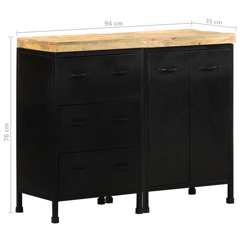 Dealsmate  Sideboard with 3 Drawers and 2 Doors Rough Mango Wood