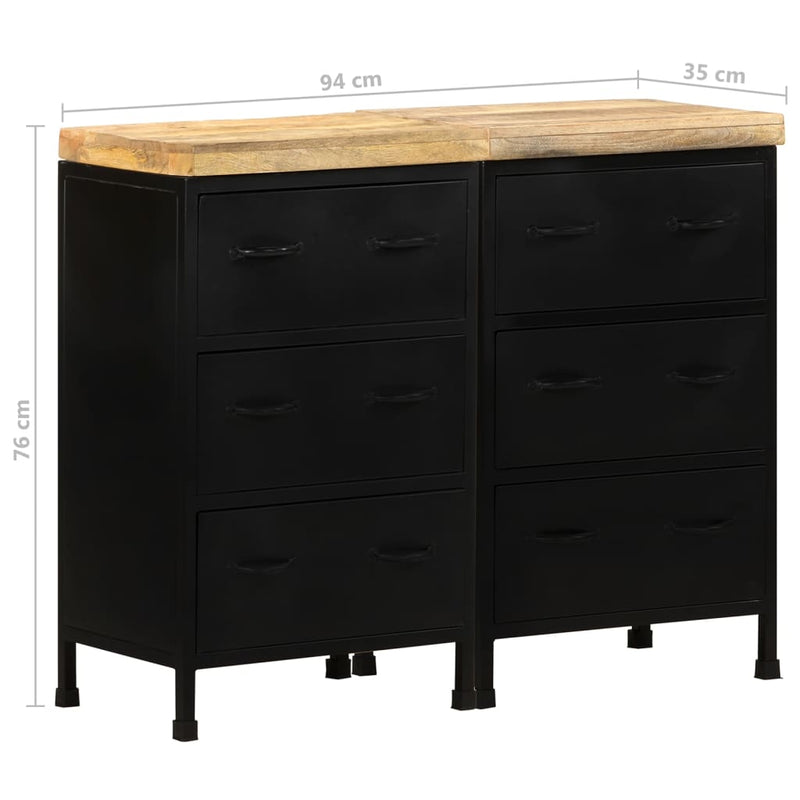 Dealsmate  Sideboard with 6 Drawers Rough Mango Wood