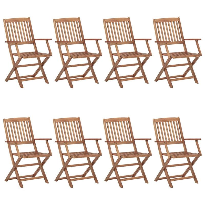 Dealsmate  Folding Garden Chairs 8 pcs with Cushions Solid Acacia Wood