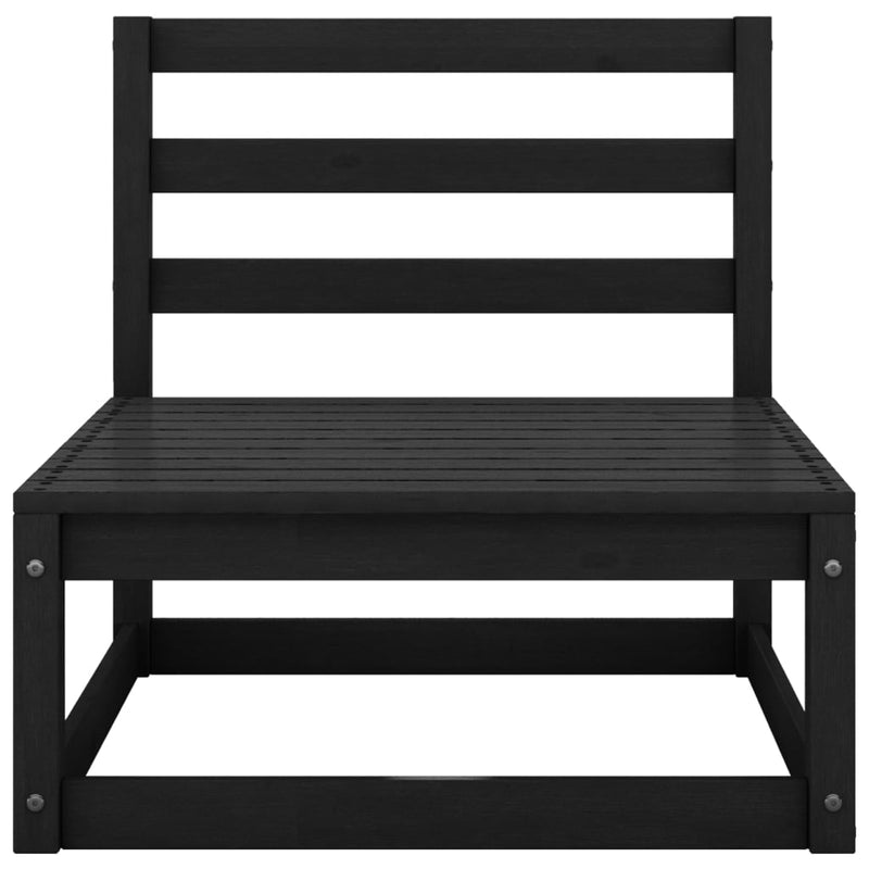 Dealsmate  Garden 3-Seater Sofa Black Solid Pinewood