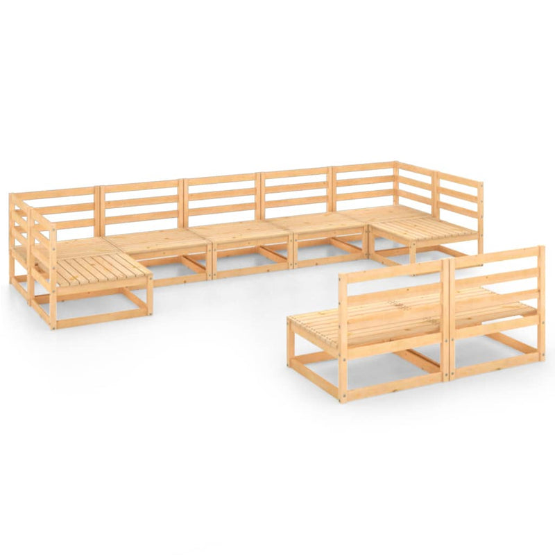 Dealsmate  9 Piece Garden Lounge Set Solid Pinewood