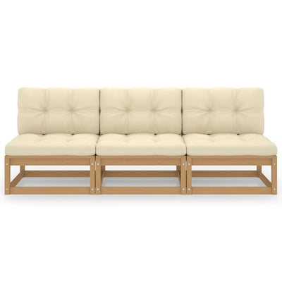 Dealsmate  3-Seater Sofa with Cushions Solid Pinewood