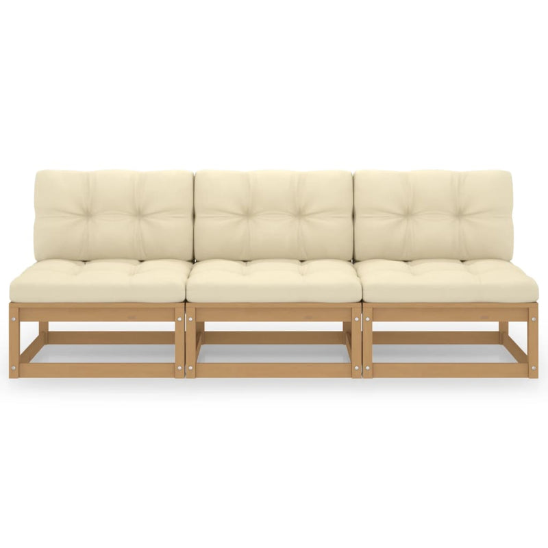 Dealsmate  3-Seater Sofa with Cushions Solid Pinewood