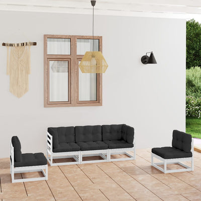 Dealsmate  5 Piece Garden Lounge Set with Cushions Solid Pinewood