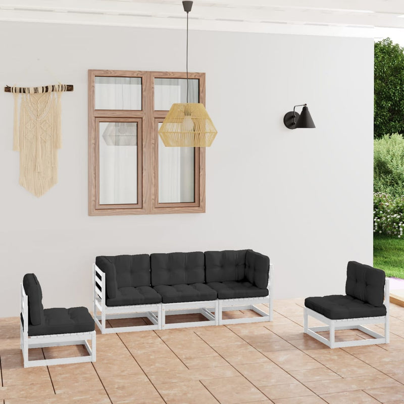 Dealsmate  5 Piece Garden Lounge Set with Cushions Solid Pinewood