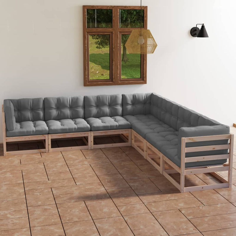 Dealsmate  7 Piece Garden Lounge Set with Cushions Solid Pinewood