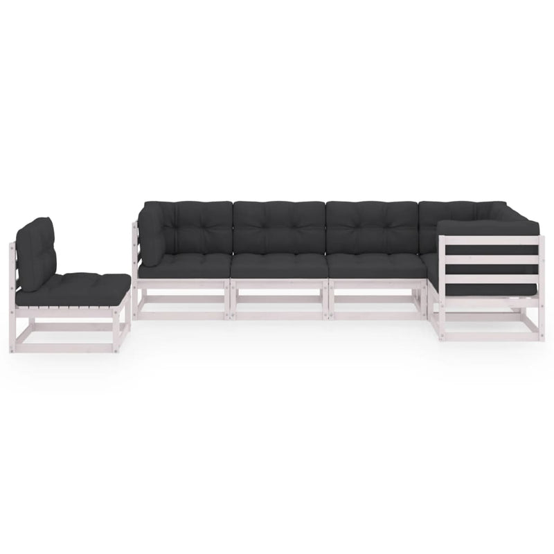 Dealsmate  6 Piece Garden Lounge Set with Cushions Solid Pinewood