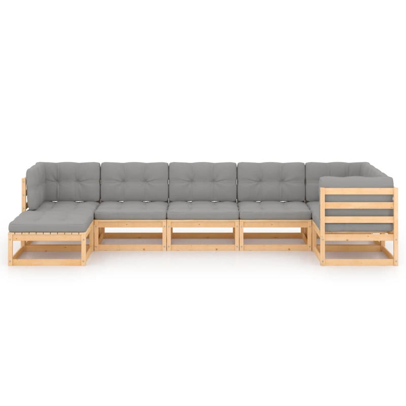 Dealsmate  7 Piece Garden Lounge Set with Cushions Solid Pinewood