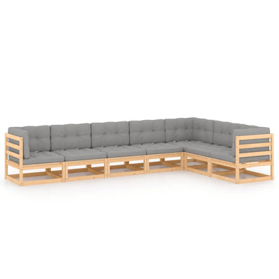 Dealsmate  7 Piece Garden Lounge Set with Cushions Solid Pinewood