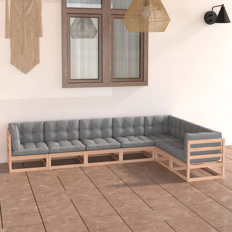 Dealsmate  7 Piece Garden Lounge Set with Cushions Solid Pinewood