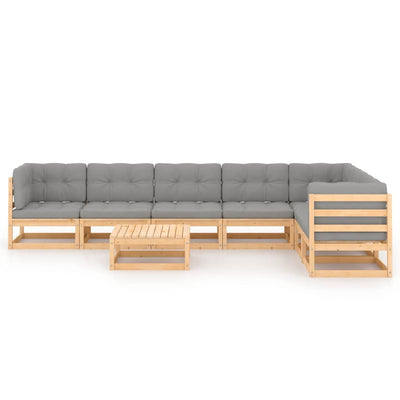 Dealsmate  8 Piece Garden Lounge Set with Cushions Solid Pinewood