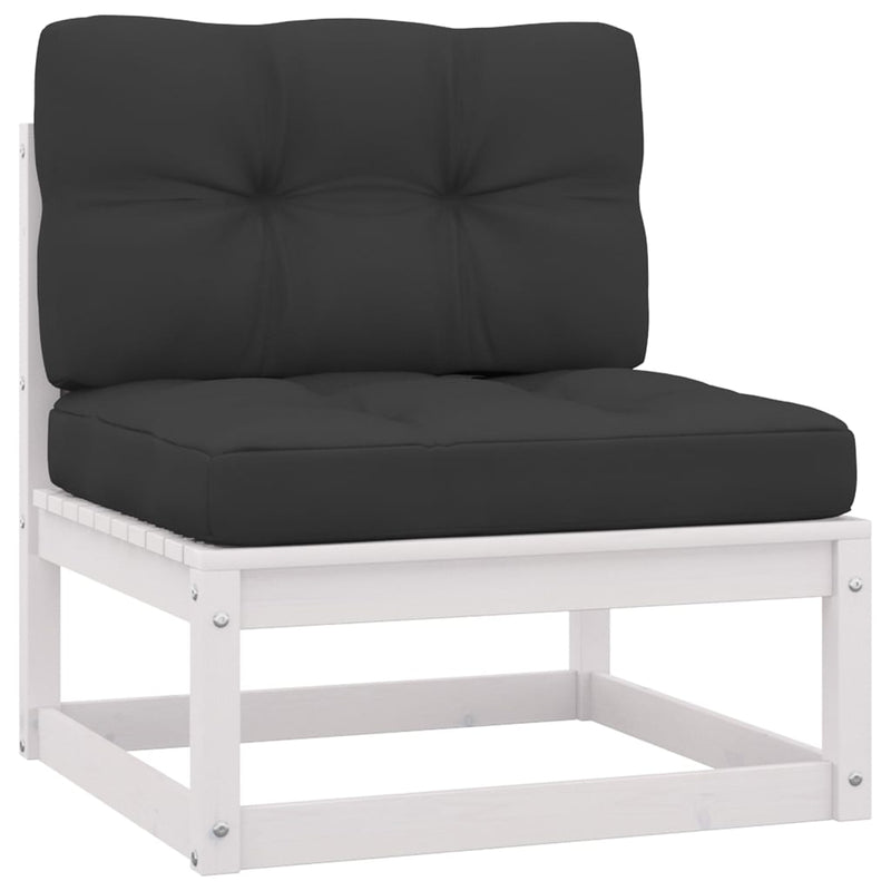 Dealsmate  9 Piece Garden Lounge Set with Cushions White Solid Pinewood