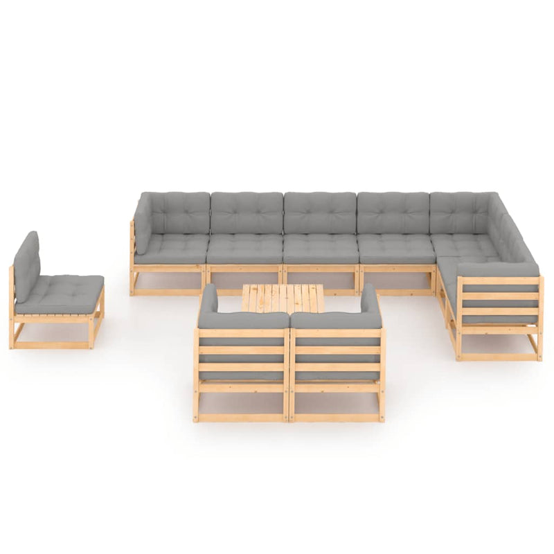 Dealsmate  11 Piece Garden Lounge Set with Cushions Solid Pinewood