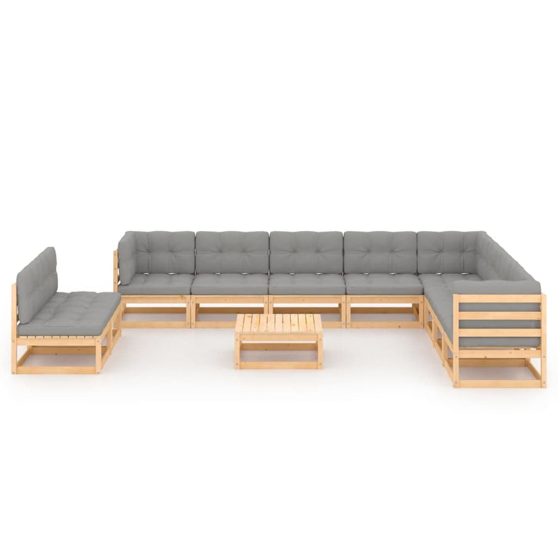 Dealsmate  11 Piece Garden Lounge Set with Cushions Solid Pinewood