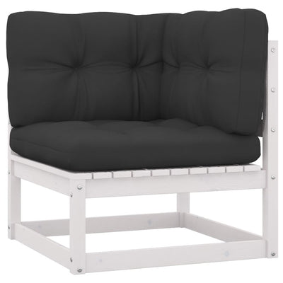 Dealsmate  14 Piece Garden Lounge Set with Cushions White Solid Pinewood