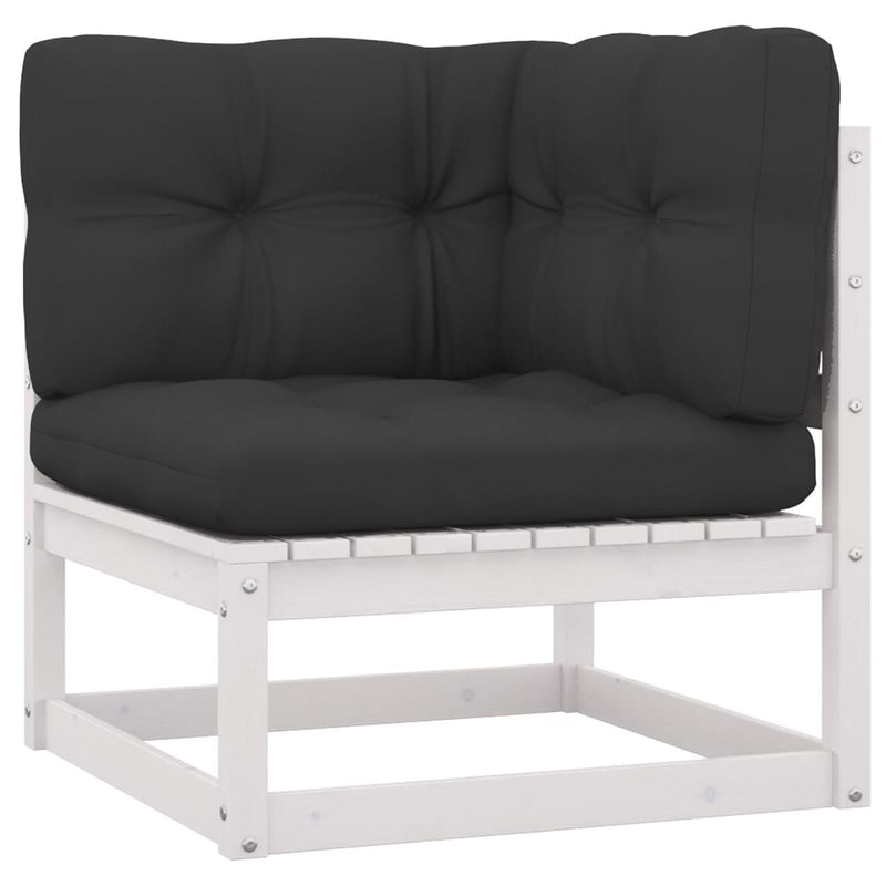 Dealsmate  14 Piece Garden Lounge Set with Cushions White Solid Pinewood