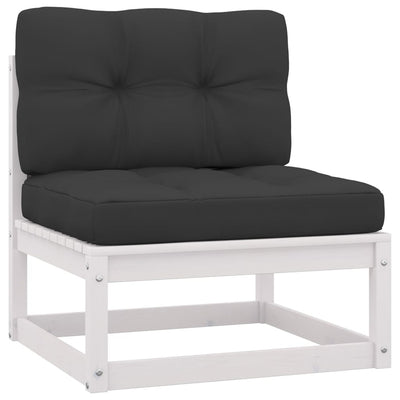 Dealsmate  10 Piece Garden Lounge Set with Cushions White Solid Pinewood