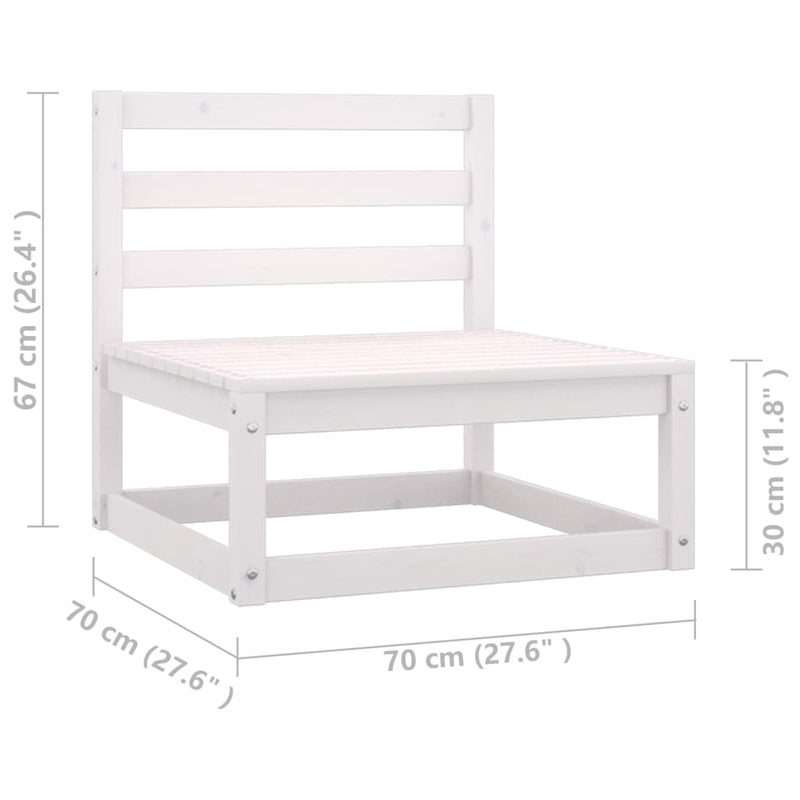 Dealsmate  10 Piece Garden Lounge Set with Cushions White Solid Pinewood