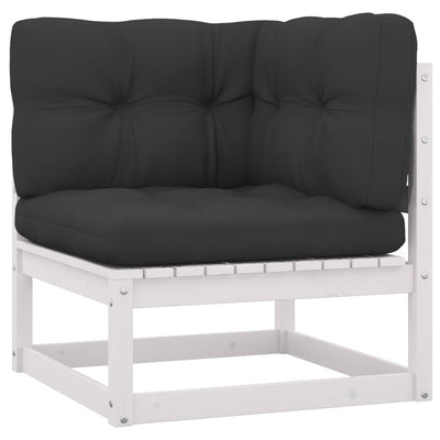 Dealsmate  11 Piece Garden Lounge Set with Cushions White Solid Pinewood