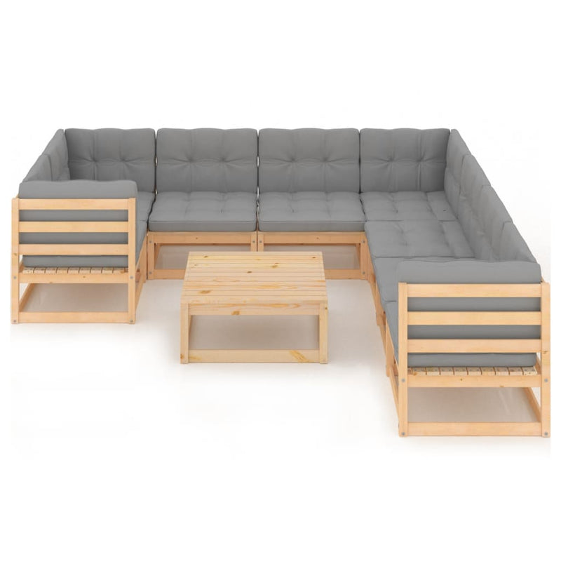 Dealsmate  9 Piece Garden Lounge Set with Cushions Solid Pinewood